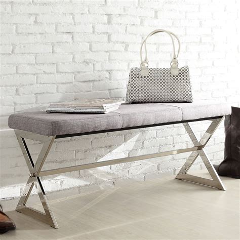 Here are the best contemporary benches in every need a bench in your bedroom at the end of the bed? Southport Linen 40-inch Chrome Finish Metal Bench by ...