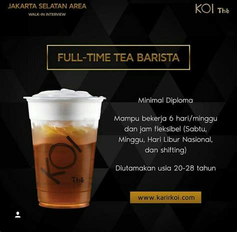 Dapatkan notifikasi loker terbaru di emailmu, masukin disini !!! Walk In Interview Barista Di Koi Cafe Jakarta 7 Februari 2019 - Dibacaonline