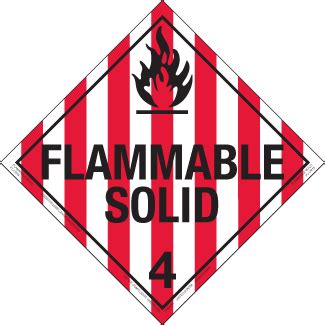 Hazard Class Flammable Solid Permanent Self Stick Vinyl Worded