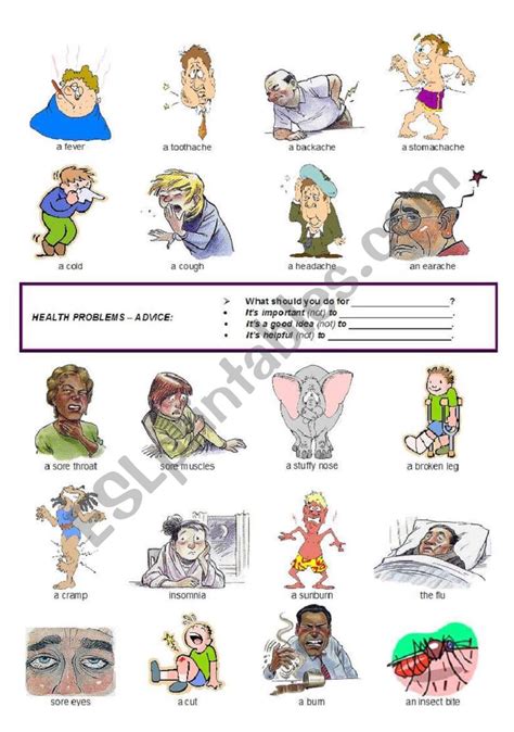 Health Problems Advice Esl Worksheet By Jhamille