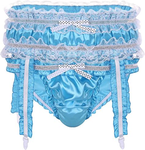 mens lingerie set ruffled sissy panties lace g string underwear with garter belt herrenmode
