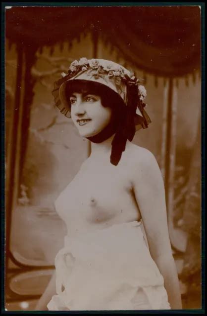 CITRATE TONING FRENCH Nude Woman Big Butt Veiled Old 1910 1920s Photo