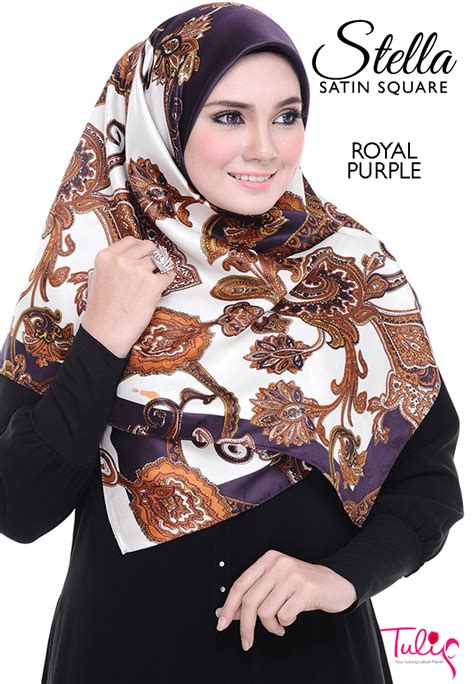 Tudung Stella Satin Square Royal Purple Muslimahclothingcom
