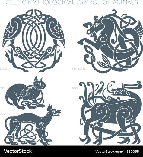 Ancient Celtic Mythological Symbol Animals Vector Image