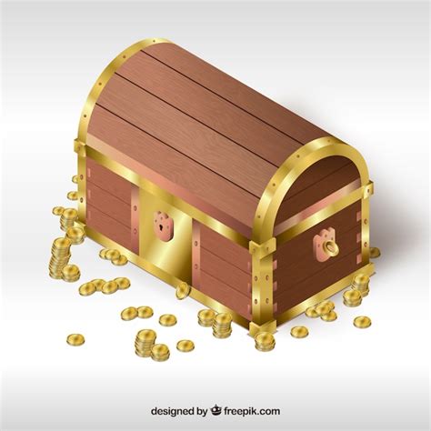 Ancient Treasure Chest With Realistic Design Free Vector