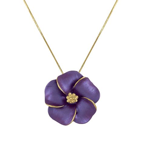 Pansy Purple Flower Pendant Necklace
