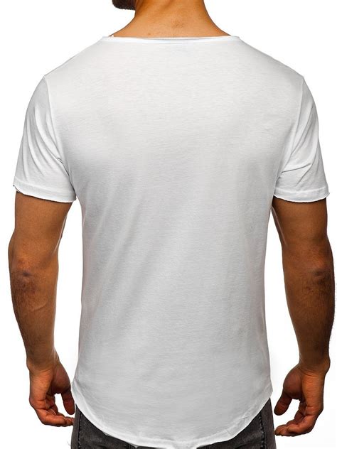 Bolf Herren T Shirt mit V Ausschnitt Weiß
