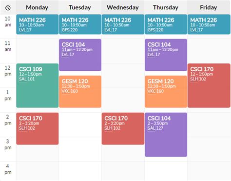 Typical Schedule For Computer Science Majors Rusc
