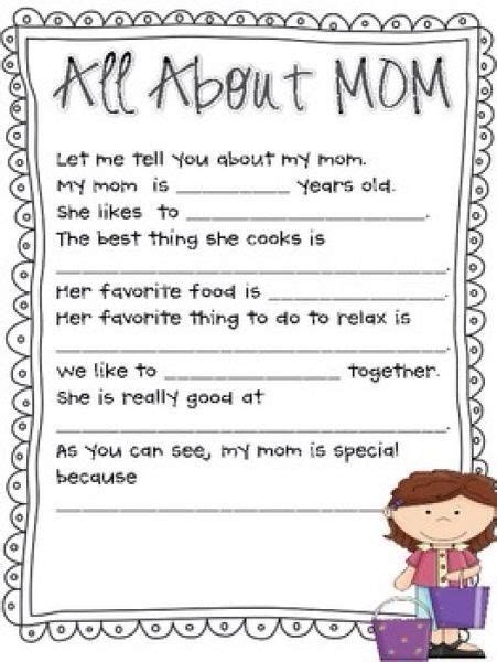 Describe Your Mom Mothers Day Mothers Day Poems Mothers Day Crafts
