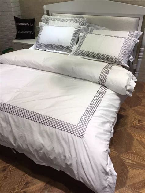 4pcs 100 Cotton Hotel Bedding Set King Queen Size Bed Linen White