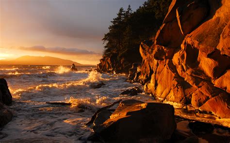 Landscapes Seascapes Nature Ocean Sea Waves Sunset Sunrise