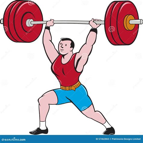 Weightlifter Lifting Barbell Isolated Cartoon Stock Vector
