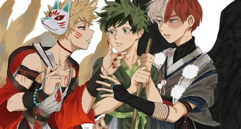 Fox Bakugou Katsuki And Midoriya Izuku And Tengu Todoroki Shouto My