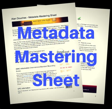 Check out music gateway's free mastering tool, powered by ai and entirely free! Alan Douches - Metadata Mastering Sheet Free Sample - Recording Studio Rockstars