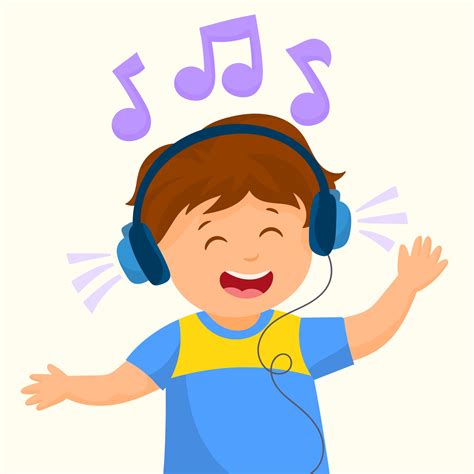 Niño Escuchando Música Con Sus Auriculares 3546380 Vector En Vecteezy