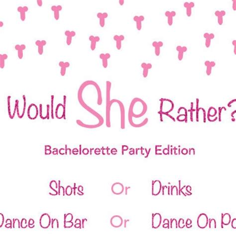 Dirty Would She Rather Rose Gold Bachelorette Party Game Etsy
