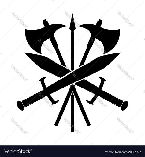 Swords With Axes And Spear Royalty Free Vector Image