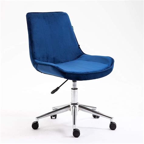 Cherry Tree Furniture Cala Sapphire Blue Colour Velvet Fabric Desk Chair Swivel Chair With