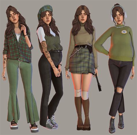 Sims 4 Lookbook Green Winter Outfit Micat Game
