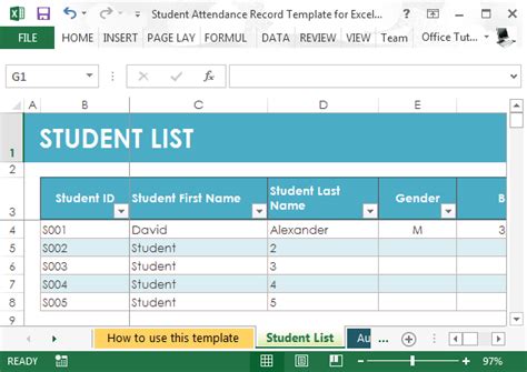 Student Attendance Record Template For Excel