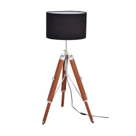 Wooden Tripod Black Shade Floor Lamp Portable Lamp Jaquar