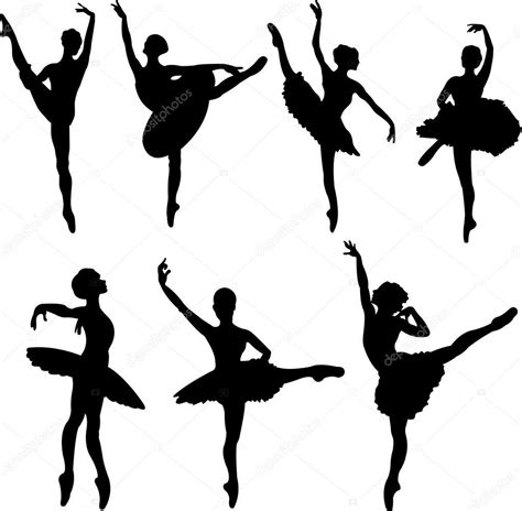 Download Een Rechtenvrije Set Van Ballet Dansers Silhouetten Vectorillustratie Stockvector