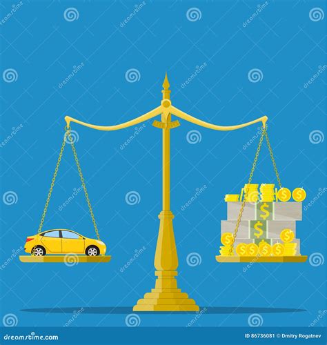 Scales With Car And Money Flat Style Stock Vector Illustration Of