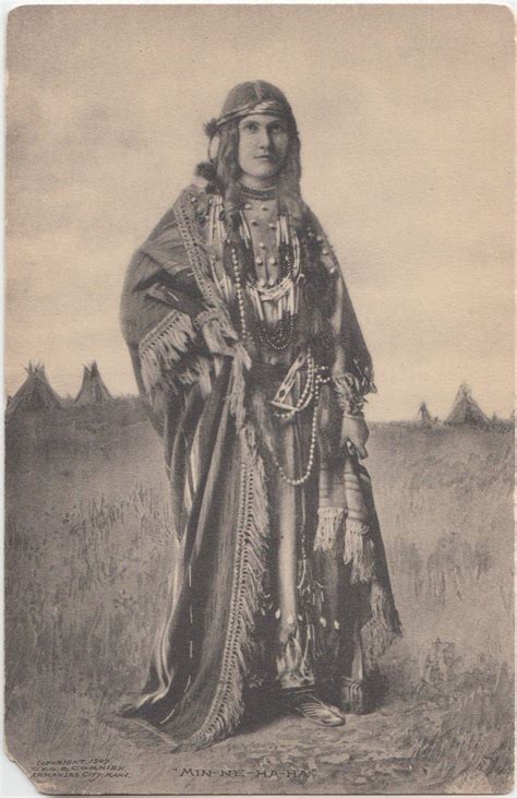 Native American Indian Postcard N45 C1910 Minnehaha Squaw Full Dress Indian Postcard Native