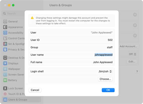 Change The Name Of Your Macos User Account And Home Folder Apple Support