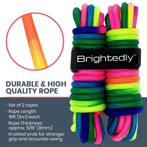Brightedly 16ft 5m Double Dutch Jump Rope Set Rainbow