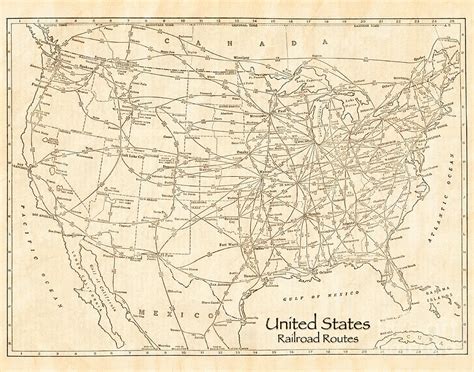 United States Railroad Routes Antique Vintage Country Map Photograph By