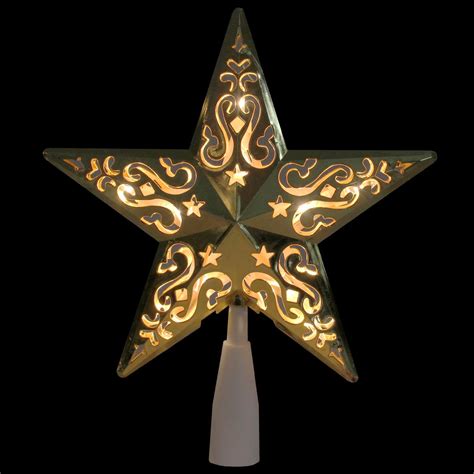 85 Gold Star Cut Out Design Christmas Tree Topper Clear Lights