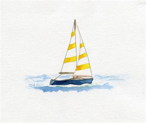 Summer Sail Sailboat Painting Nautical Watercolor Boat Art