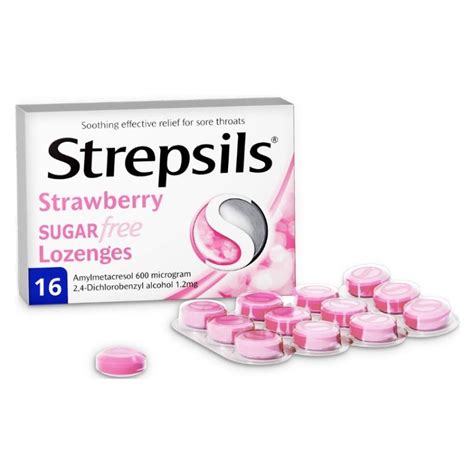 Strepsils Strawberry Sugar Free Lozenges 16 Pack Phelans Pharmacy