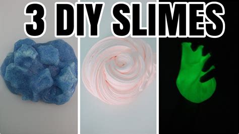 3 Diy Slimes Jelly Cube Slime Butter Slime Glow In The Dark Slime