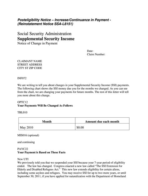 Social Security Award Letter Example Fill Online Printable Fillable