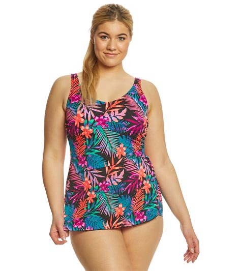 The Plus Size Mastectomy Tropicana Sarong One Piece Swimsuit At