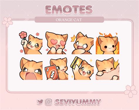 Cute Orange Cat Emotes Twitchdiscord Kawaii Kitty Neko Sevi