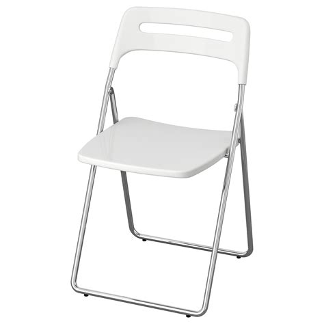 NISSE Folding chair, highgloss white/chromeplated  IKEA