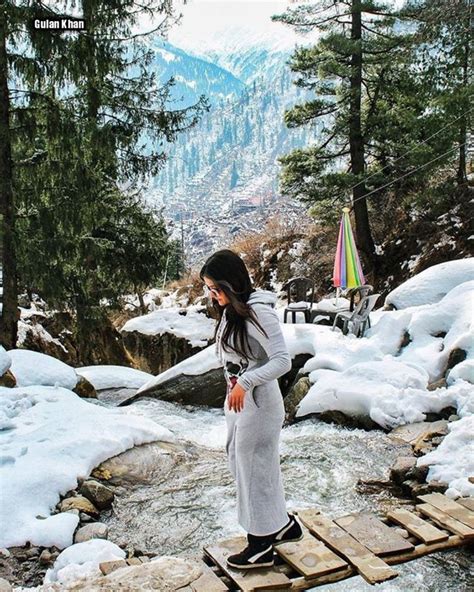 Awesome Beauty A Girl Walking At Ice Covered Area Of Skardu Valley