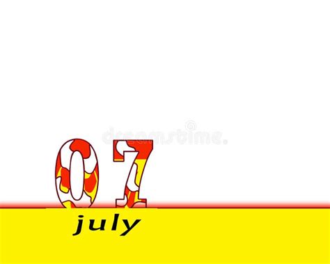 July 7 Calendar On White And Yellow Background Stock Illustration