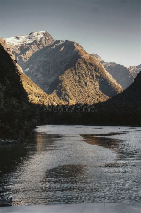 Snowy Mountains Close To Milford Sound In New Zealand Stock Image