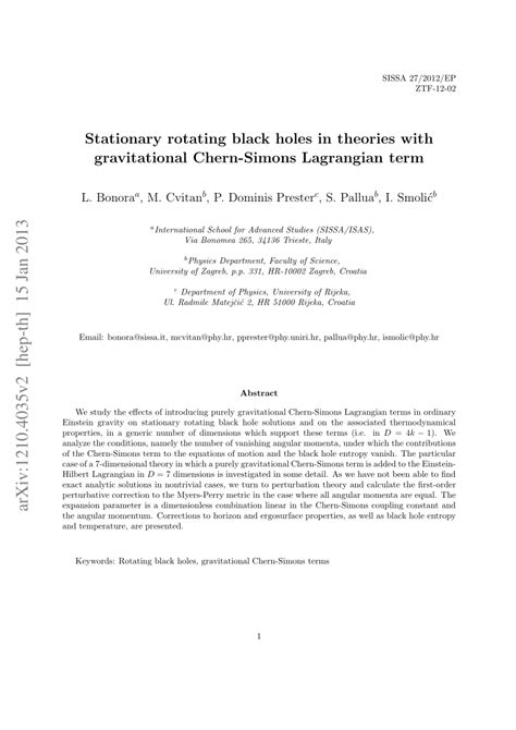 Pdf Stationary Rotating Black Holes In Theories With Gravitational