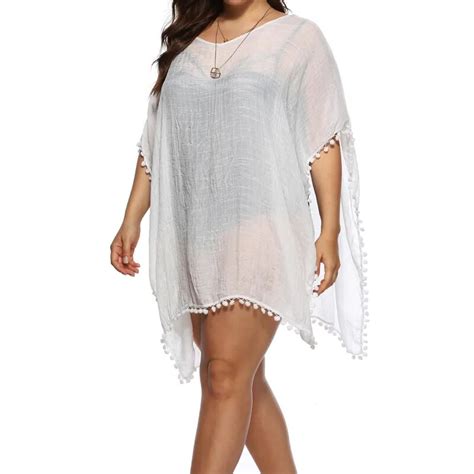 Womens Plus Size White Cover Ups Summer Quick Dry Bikini Bathing Suit