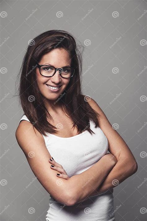 Cool Shapely Girl With Nerdy Glasses Stock Image Image Of Attractive