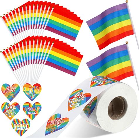 Irenare 100 Pack Rainbow Pride Flags 500 Pride Stickers