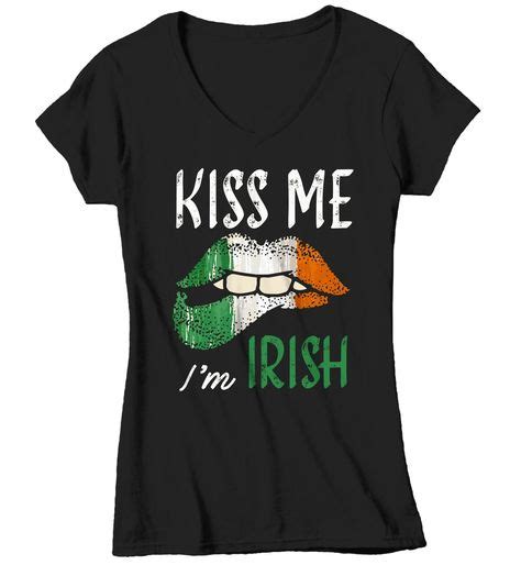 women s kiss me i m irish t shirt st patrick s day shirts graphic tee lips tshirt cool hipster