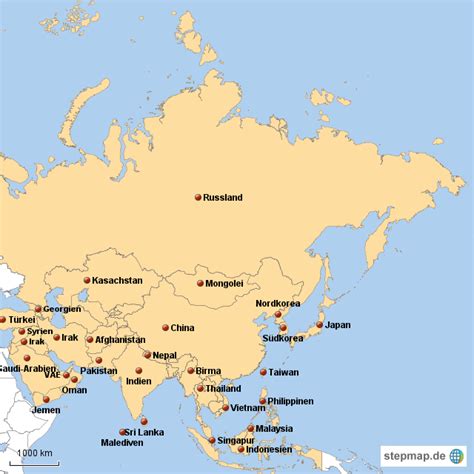 Taiwan auf der karte asiens datei:taiwan karte. StepMap - Asienkarte für die Schule - Landkarte für Asien