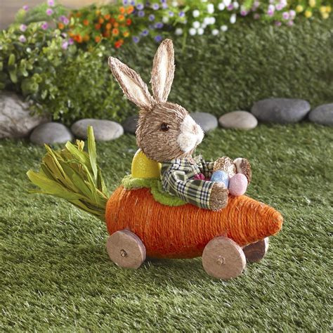 Easter Bunny On The Go Figurine With Carrot Car Holiday Decor