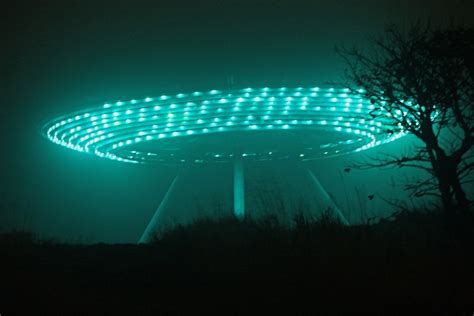 Mysterious Ufo Sculpture Lights Up At Night